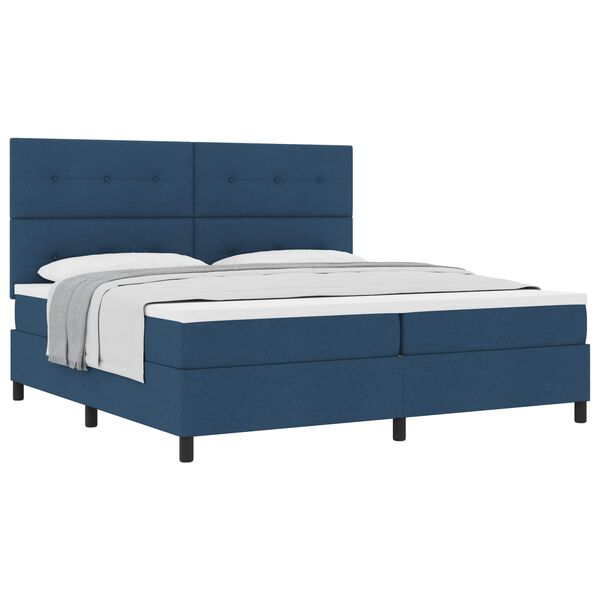 vidaXL Lit &agrave; ressorts avec matelas Bleu 200 x 200 cm tissu