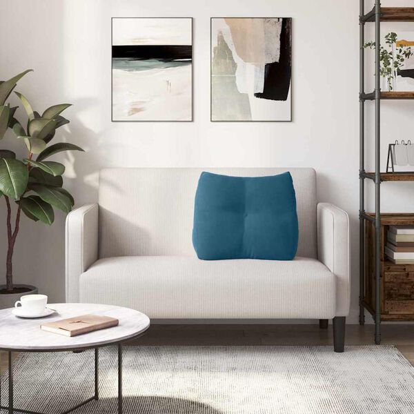 vidaXL Coussin de Dos Bleu 60 x 24 x 50 cm Velours