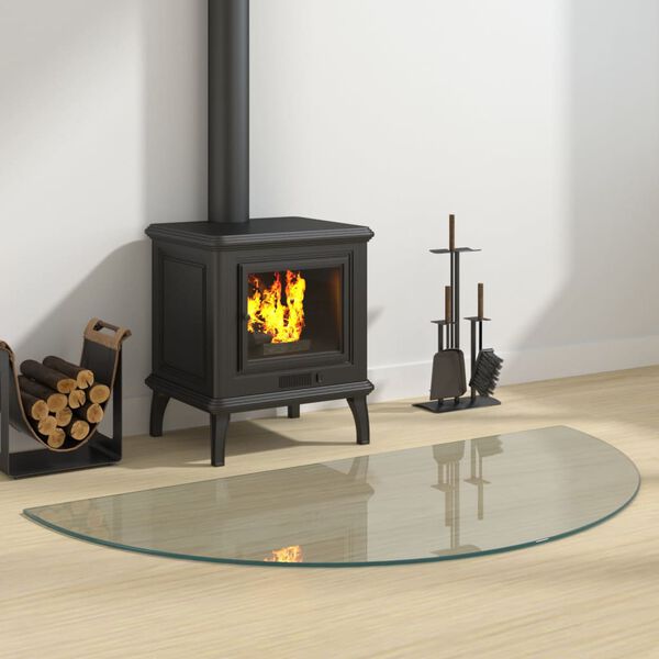 vidaXL Plaque de verre de chemin&eacute;e Demi-rond 1200x600 mm