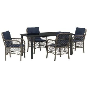 vidaXL Ensemble de salle &agrave; manger pour jardin 5 pcs Gris et Noir Rotin