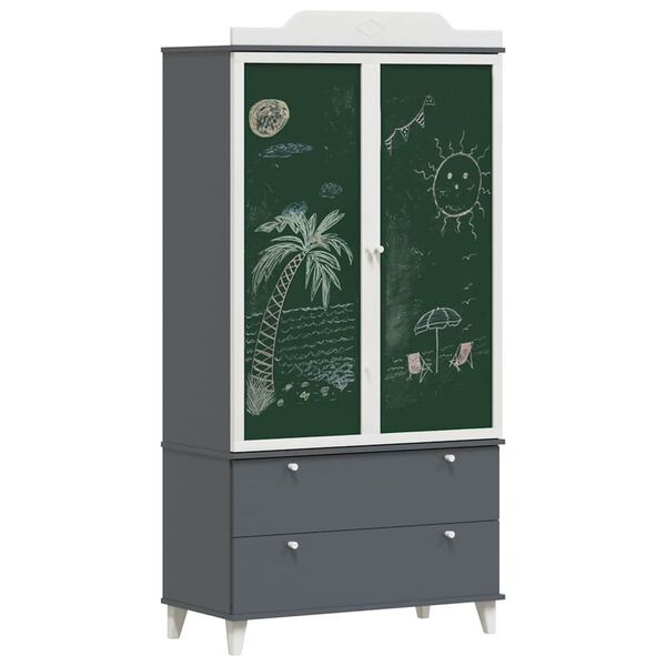 vidaXL Armoire Tableau Noir ROROS Gris et blanc 90 x 45 x 180 cm