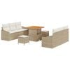 vidaXL Ensemble de canap&eacute; de jardin 9 pc Beige polyrotin