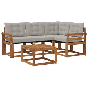 vidaXL Ensemble de canap&eacute;s d'ext&eacute;rieur 5 pc Gris Naturel et Clair