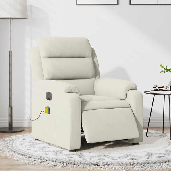 vidaXL Fauteuil inclinable de massage &eacute;lectrique cr&egrave;me velours