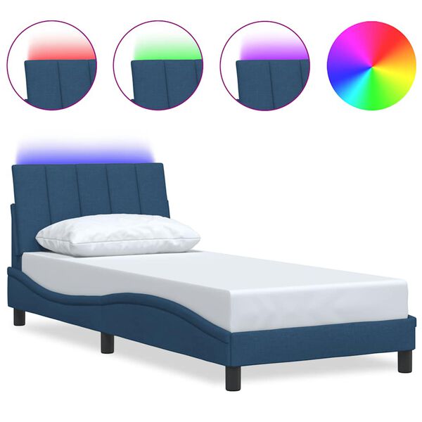 vidaXL Cadre de lit sans matelas Hanko bleu 80x200 cm tissu