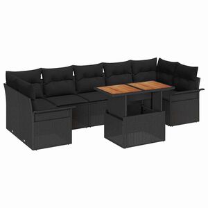 vidaXL Ensemble de canap&eacute; de jardin 8 pc Noir Poly rotin