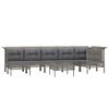 vidaXL Salon de jardin 8 pcs avec coussins Gris R&eacute;sine tress&eacute;e