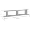 vidaXL &Eacute;tag&egrave;res murales 2 pcs Gris b&eacute;ton 105x18x20cm bois d'ing&eacute;nierie