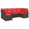 vidaXL Ensemble de canap&eacute; de jardin 6 pc Marron et rouge polyrotin