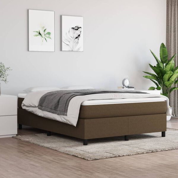 vidaXL Sommier &agrave; lattes de lit avec matelas Marron fonc&eacute; 140x200 cm
