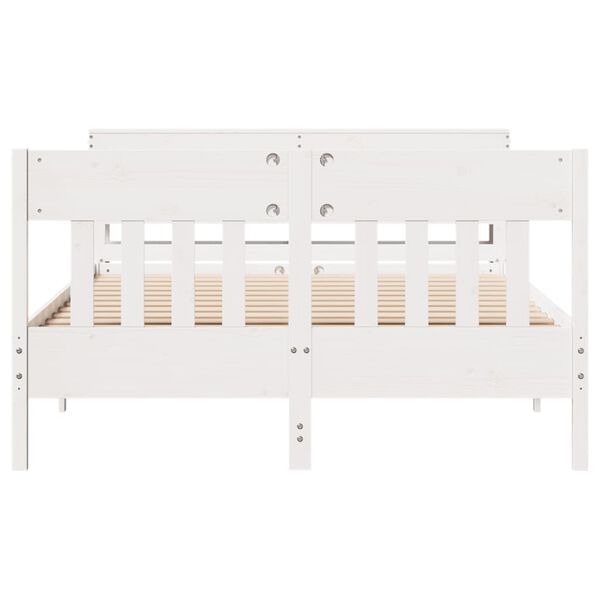 vidaXL Cadre de lit sans matelas blanc 135x190 cm bois de pin massif