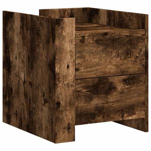vidaXL Table de chevet ch&ecirc;ne fum&eacute; 45x50x50 cm bois d'ing&eacute;nierie