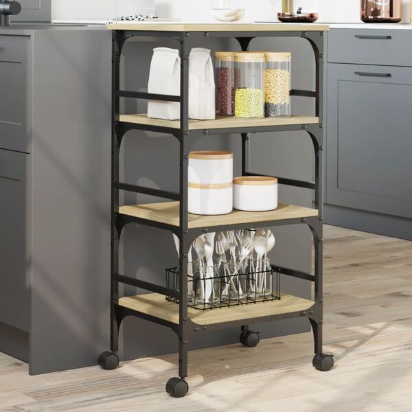 vidaXL Chariot de cuisine ch&ecirc;ne sonoma 45x35x89,5 cm bois d'ing&eacute;nierie