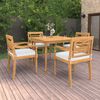vidaXL Ensemble &agrave; manger de jardin 5pcs avec coussins bois teck massif