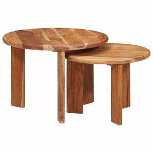 vidaXL Tables basses gigognes 2 pc Marron &Oslash; 50 x 40 cm
