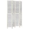 vidaXL Cloison de s&eacute;paration 4 panneaux blanc bois de paulownia massif