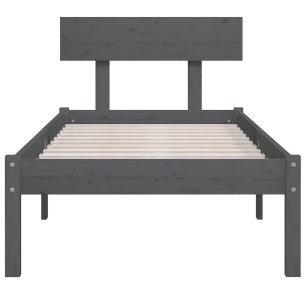 vidaXL Cadre de lit sans matelas gris bois massif 100x200 cm
