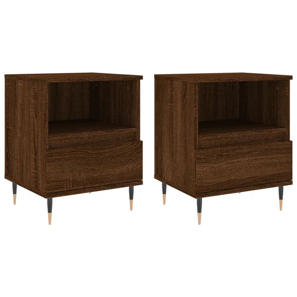 vidaXL Tables de chevet 2 pcs ch&ecirc;ne marron 40x35x50 cm bois ing&eacute;nierie