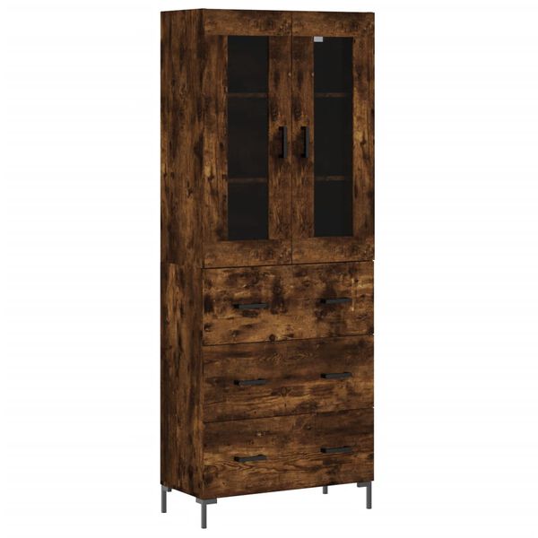 vidaXL Buffet haut Ch&ecirc;ne fum&eacute; 69,5x34x180 cm Bois d'ing&eacute;nierie