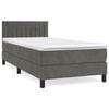 vidaXL Sommier &agrave; lattes de lit et matelas Gris fonc&eacute; 80x200 cm Velours
