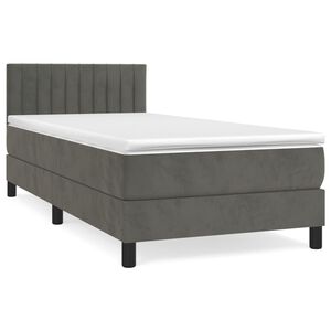 vidaXL Sommier &agrave; lattes de lit et matelas Gris fonc&eacute; 80x200 cm Velours