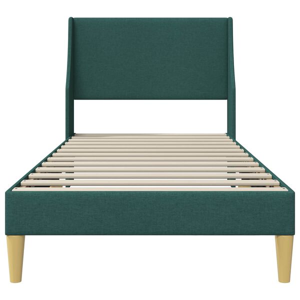 vidaXL Cadre de lit avec t&ecirc;te de lit Vert fonc&eacute; 90 x 200 cm tissu