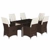 vidaXL Ensemble &agrave; manger de jardin et coussins 7 pcs marron rotin