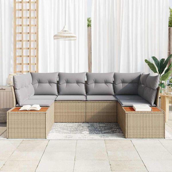 vidaXL Ensemble de canap&eacute; de jardin 6 pcs Beige et Gris clair
