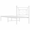 vidaXL Cadre de lit m&eacute;tal sans matelas avec t&ecirc;te de lit blanc 75x190cm