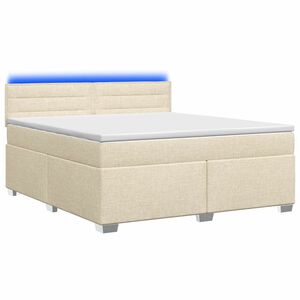 vidaXL Lit de box spring avec matelas et LED Cr&egrave;me 140 x 190 cm Tissu