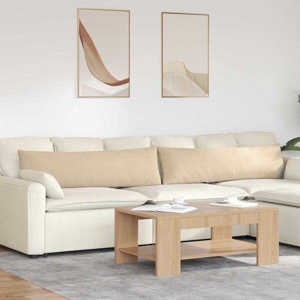 vidaXL Coussins de canap&eacute; 2 pcs Cr&egrave;me 145 x 40 cm tissu