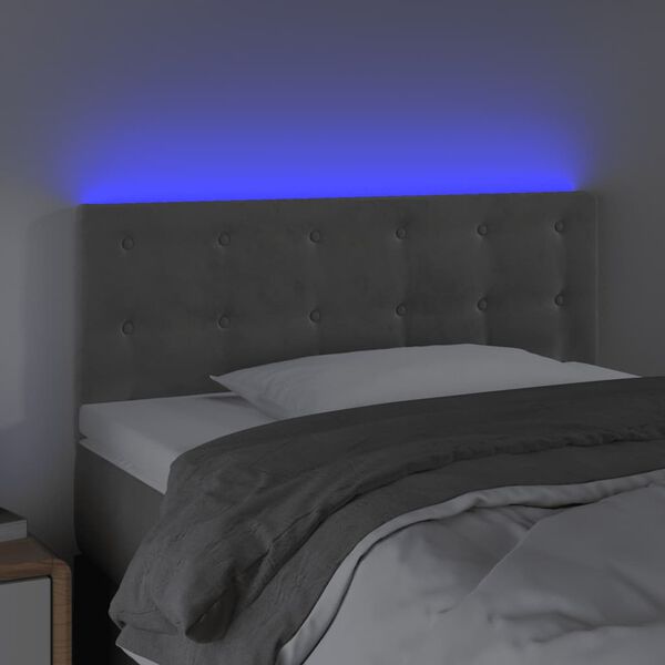 vidaXL T&ecirc;te de lit &agrave; LED gris clair 100x5x78/88 cm velours