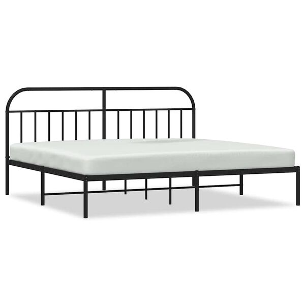 vidaXL Cadre de lit m&eacute;tal sans matelas avec t&ecirc;te de lit noir 193x203cm