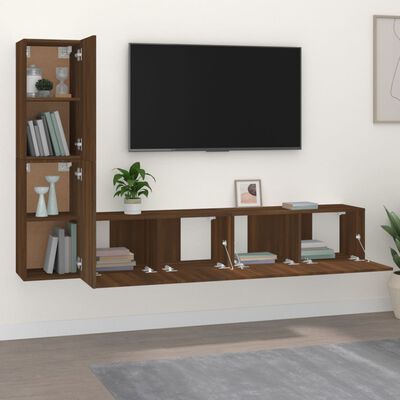 vidaXL Ensemble de meubles TV 4 pcs Chêne marron Bois d'ingénierie