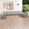 vidaXL Salon de jardin 10 pcs Bois de pin massif Gris