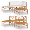 vidaXL Salon de jardin 4 pcs avec coussins cr&egrave;me Bois de teck solide