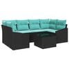 vidaXL Ensemble de Canap&eacute;s 7 pc 3-Nombre de places Noir et turquoise