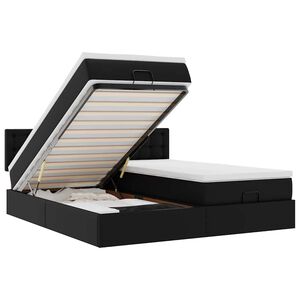 vidaXL Lit ottoman avec matelas & LED Noir 160x200cm similicuir
