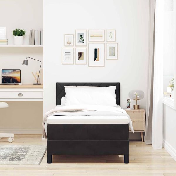 vidaXL Lit &agrave; ressorts avec matelas Noir 100 x 200 cm Velours