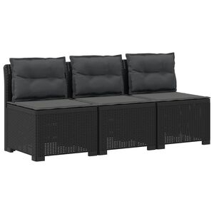 vidaXL Canap&eacute; de jardin 3 places avec coussins look rattan PP