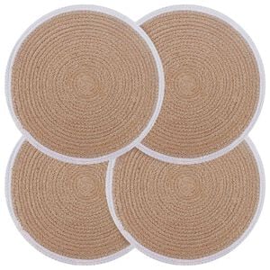 vidaXL Placemets en jute 4 pc Naturel et Blanc 100 % jute Tossa