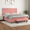 vidaXL Sommier &agrave; lattes de lit avec matelas Rose 180x200 cm Velours