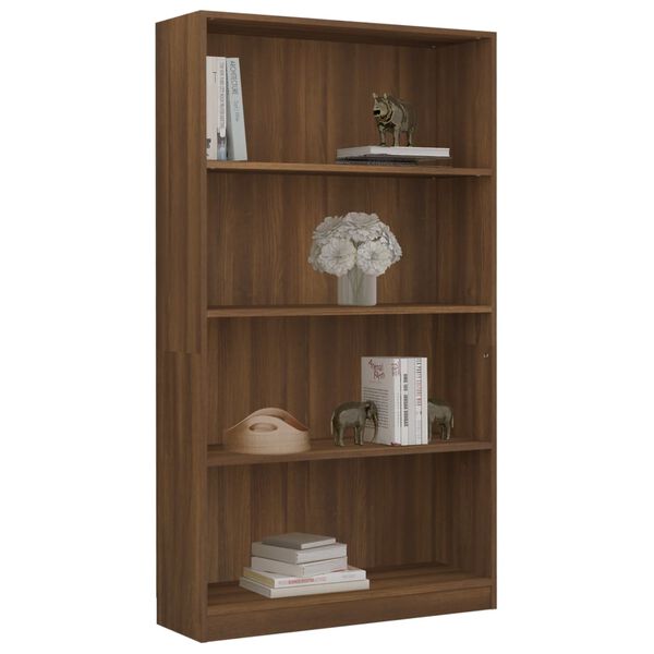vidaXL Biblioth&egrave;que 4 niveaux Ch&ecirc;ne marron 80x24x142cm Bois ing&eacute;nierie