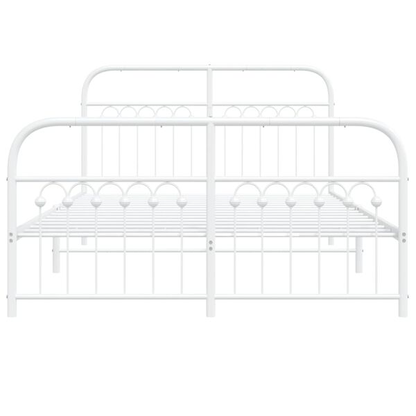 vidaXL Cadre de lit m&eacute;tal sans matelas et pied de lit blanc 140x190 cm