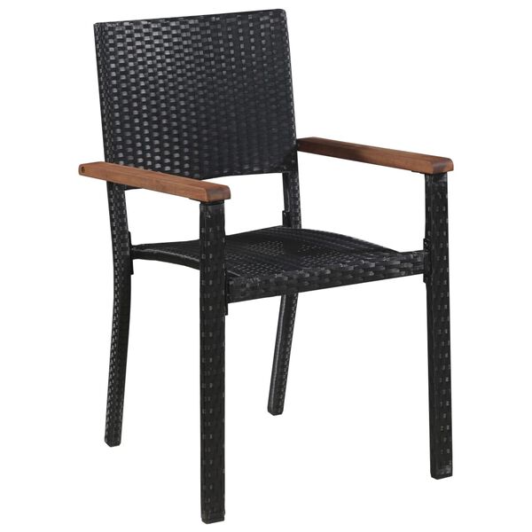 vidaXL Ensemble à manger d'extérieur 5 pcs Rotin et bois d'acacia Noir