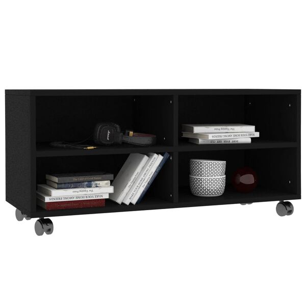 vidaXL Meuble TV avec roulettes Noir 90x35x35 cm Bois d'ingénierie