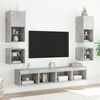 vidaXL Unit&eacute;s murales TV avec LED 8 pcs gris b&eacute;ton bois d'ing&eacute;nierie