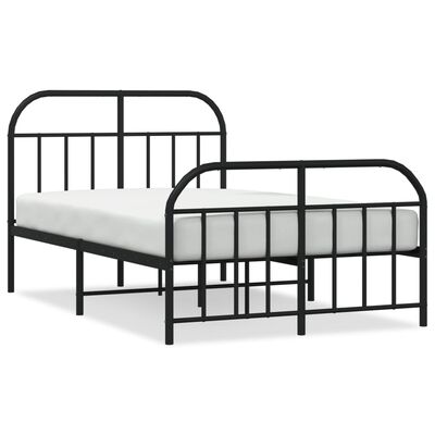 vidaXL Cadre de lit métal sans matelas avec pied de lit noir 120x190cm