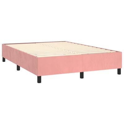 vidaXL Sommier à lattes de lit matelas et LED Rose 140x200 cm Velours