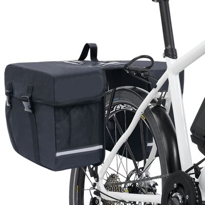 vidaXL Sac de vélo double pour porte-bagages étanche 35 L Noir